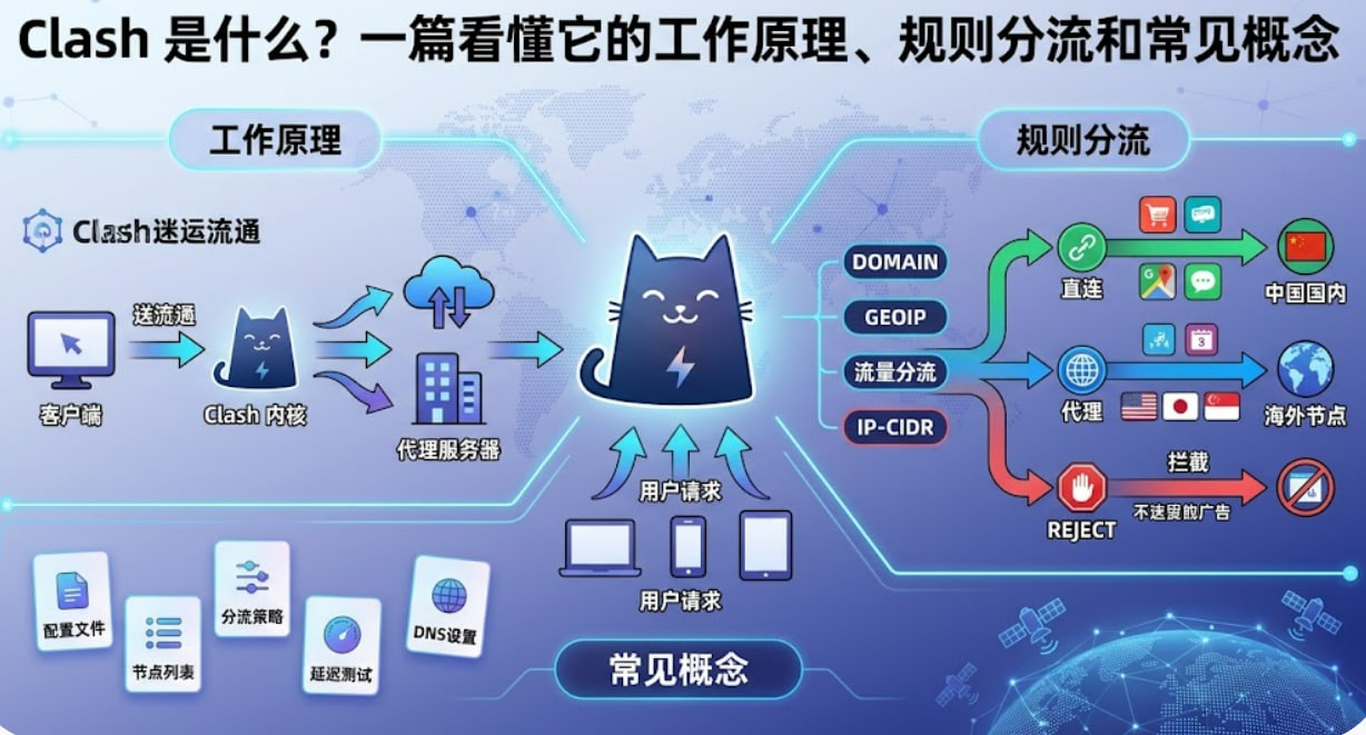 Clash 是什么？一篇看懂它的工作原理、规则分流和常见概念